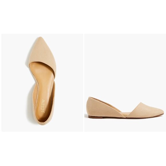J. Crew Womens Zoe d'Orsay Flats Saddle Beige Faux Suede 8.5 M - Picture 2 of 8